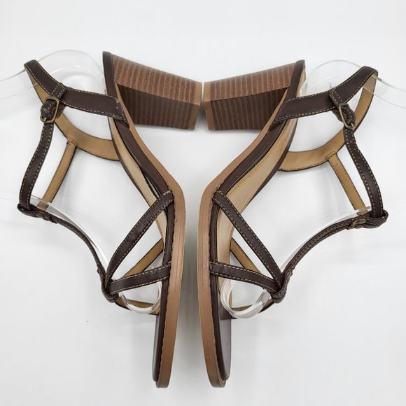 Predictions Brown Strappy Chunky Heel Sandals SZ 7.5 - Picture 9 of 14